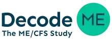 Logo saying DecodeME: The ME/CFS Study, with ME in a green circle