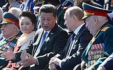 Chinese President Xi Jinping and his wife with Russian President Vladimir Putin