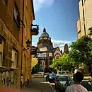 Synagogue from Petra Drapština Street (2014)