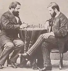 Image 1Georgian writers, Ilia Chavchavadze and Ivane Machabeli playing chess in Saint Petersburg, 1873  (from Chess in the arts)