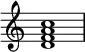 {
\override Score.TimeSignature #'stencil = ##f
\relative c' {
\clef treble
\time 4/4
<d f a c>1
} }