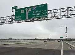 US&nbsp;1 exit on I-395 northbound, just after crossing the 14th Street bridges into the District of Columbia