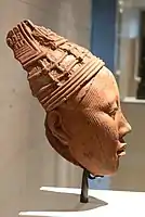 Head, probably of a king; 12th-14th century; terracotta; 26.7 × 14.5 × 18.7&nbsp;cm (10.5 × 5.7 × 7.3 in.); Kimbell Art Museum (Fort Worth, Texas, USA)