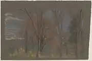 Autumn Woods, pastel on dark brown wove paper (18.4 x 27.8&nbsp;cm)