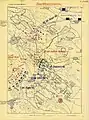The situation at 8:00&nbsp;p.m. Red - the Austrian troops, Blue - the Hungarian troops.