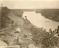 Railroad construction by the Serayu near Kebasen, Banyumas