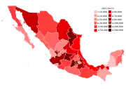 Number of cumulative confirmed cases by state (as of August&nbsp;10, 2020[update])