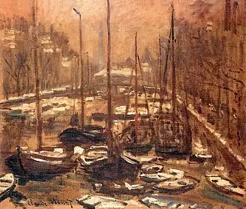 Claude Monet. The Geldersekade in Amsterdam, in winter, 1871–1874.