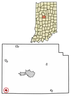 Location of Colfax in Clinton County, Indiana.