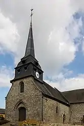 The belltower of the church in Vignoc