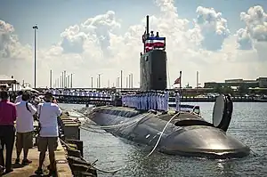 USS&nbsp;John Warner with her forward missile hatch open