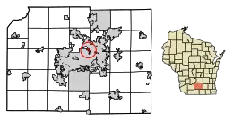 Location of Maple Bluff in Dane County, Wisconsin.