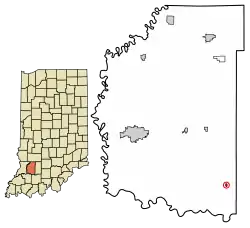 Location of Alfordsville in Daviess County, Indiana.