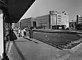The adjacent buildings of Twentsche Bank&nbsp;[nl] (left), Netherlands Trading Society, and Amsterdamsche Bank (right) on the Blaak&nbsp;[nl] in Rotterdam, 1953