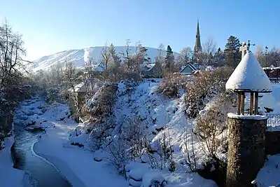 Image 3Braemar is a village in Aberdeenshire, around 58 miles (93&nbsp;km) west of Aberdeen in the Highlands. Sitting at an altitude of 339 metres (1,112&nbsp;ft), Braemar is the third coldest low lying place in the UK, after the villages of Dalwhinnie and Leadhills. It has twice entered the UK Weather Records with the lowest ever UK temperature of -27.2oC, on 11 February 1895, and 10 January 1982.Photo credit: Paul Chapman