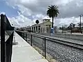 Redlands–Downtown station, under construction in March&nbsp;2021