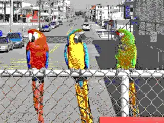 EGA 320&nbsp;×&nbsp;200&nbsp;×&nbsp;16 colors, CGA-compatible palette