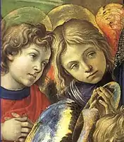 Apparition of the Virgin to St. Bernard (detail) (1486)Oil on panel, 210 × 195&nbsp;cm, Church of Badia, Florence