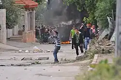 Palestinian demonstrators against occupation in El-Arrub