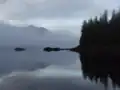 Fog lifting around Clark Islet