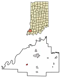 Location of Owensville in Gibson County, Indiana