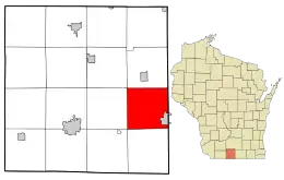 Location in Green County and the state of Wisconsin.