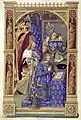 Charlemagne protecting the king of France, by the Master of Jacques de Besançon&nbsp;[fr], c. 1500, Livre d'heures de Charles VIII&nbsp;[fr]
