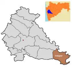 Location of Indapur in Pune district in Maharashtra