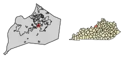 Location of Houston Acres in Jefferson County, Kentucky