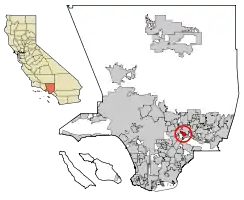 Location of South El Monte in Los Angeles County, California