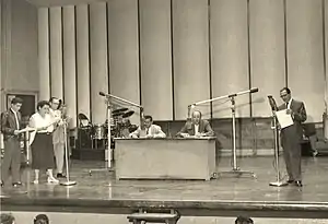 Live radio transmission of La Tremenda Corte in one of Radio CMQ Studios