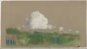 Landscape with Clouds, pastel and black chalk on green-gray wove paper (15.6 x 26.8&nbsp;cm)