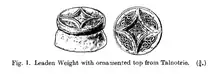 Illustration of inlaid lead weight (1913)
