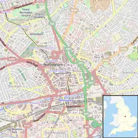 Nottingham Guildhall is located in Nottingham