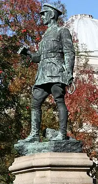 A statue of a figure in military attire