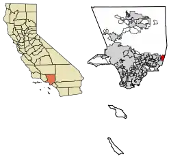 Location of Claremont in Los Angeles County, California