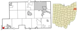 Location of East Alliance in Mahoning County and in the State of Ohio