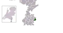 Highlighted position of Kerkrade in a municipal map of Limburg