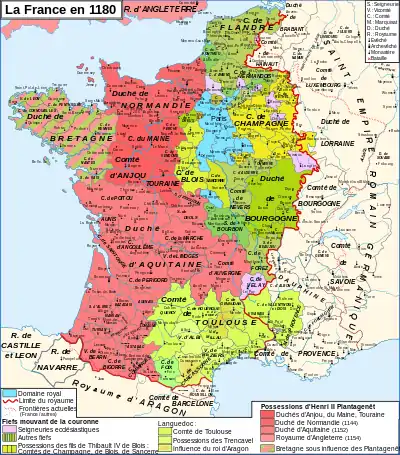 France at the end of the 12th century &nbsp;&nbsp;French royal domain