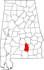 Map of Alabama highlighting Crenshaw County