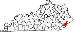 Map of Kentucky highlighting Letcher County