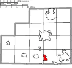 Location of Seville in Medina County