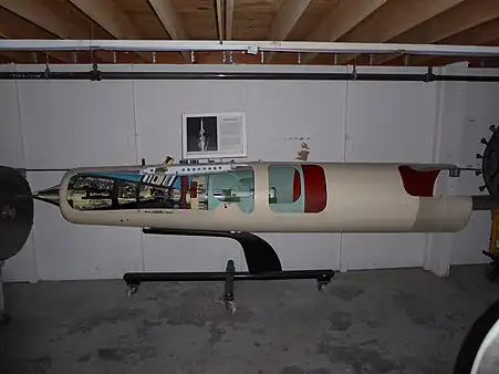 Marquardt RJ43 supersonic ramjet. This cutaway museum exhibit shows the 3 components of a ramjet, diffuser, combustion chamber and nozzle. At supersonic airspeeds air compression starts at the tip of the diffuser cone and continues internally due to internal air passage contours between the black centerbody and duct inner wall as far as the red high-blockage grid then combustion in the cylindrical section after the yellow fuel nozzles and as far as the nozzle entry, then expansion through the convergent/ divergent nozzle.