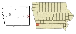 Location of Emerson, Iowa