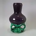 Eggplant-Aubergine vase, 1875, naturalistic style.