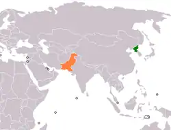 Map indicating locations of North Korea and Pakistan