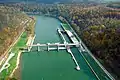 Opekiska Lock and Dam on the Monongahela River near Fairmont, West Virginia, at river mile 115 (185&nbsp;km)
