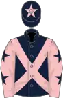 Dark blue, pink cross belts, pink sleeves, dark blue stars, dark blue cap, pink star