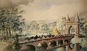 Park River Bridge and Soldiers and Sailors Memorial Arch in Hartford, Connecticut, George Keller, architect, Langerfeldt, artist.