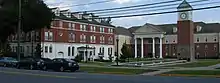 Picture of Georgia College's Sanford and Napier Halls taken from West Greene Street